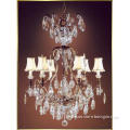 Wrought Iron Crystal Chandelier with Lamp Shades